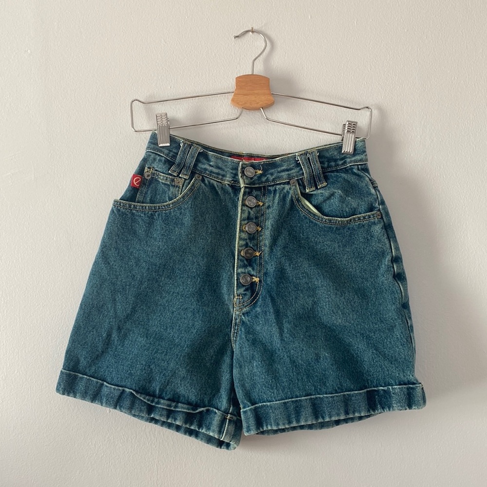 No Excuses Vintage Denim High Waisted Button Fly Shorts